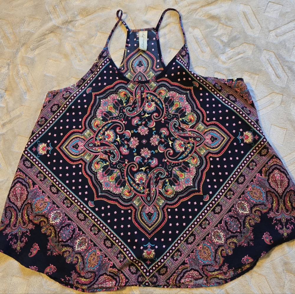 Allison Joy Multicolor Navy Paisley Camisole Flowy Women’s Size L